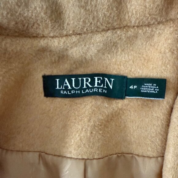 NWOT, Lauren Ralph Lauren Womens Tan Wool Blend Single Breasted Coat Size 4P - Picture 6 of 11